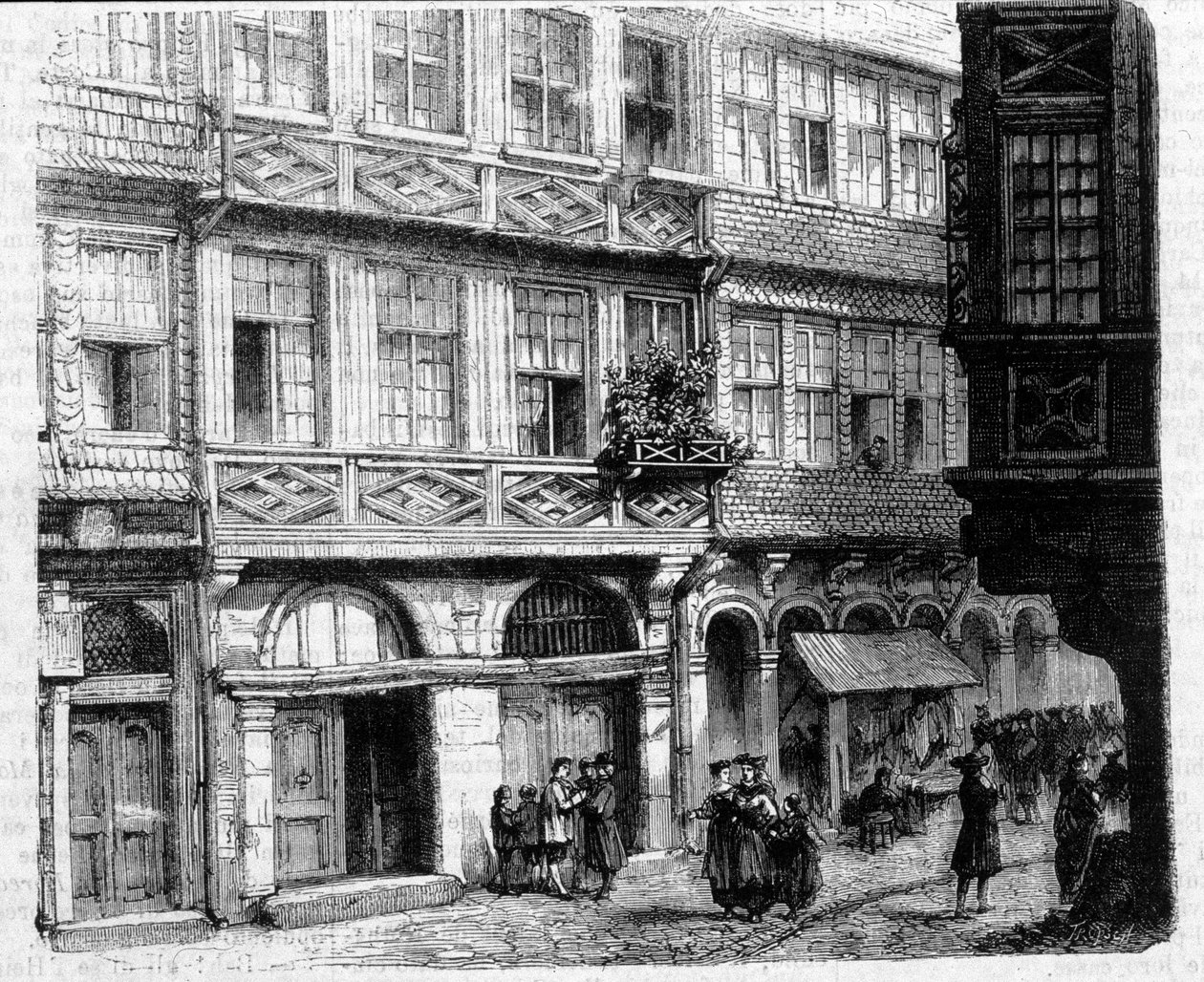 Rothschild-huset i ghettoen, Frankfurt (gravering) av German School