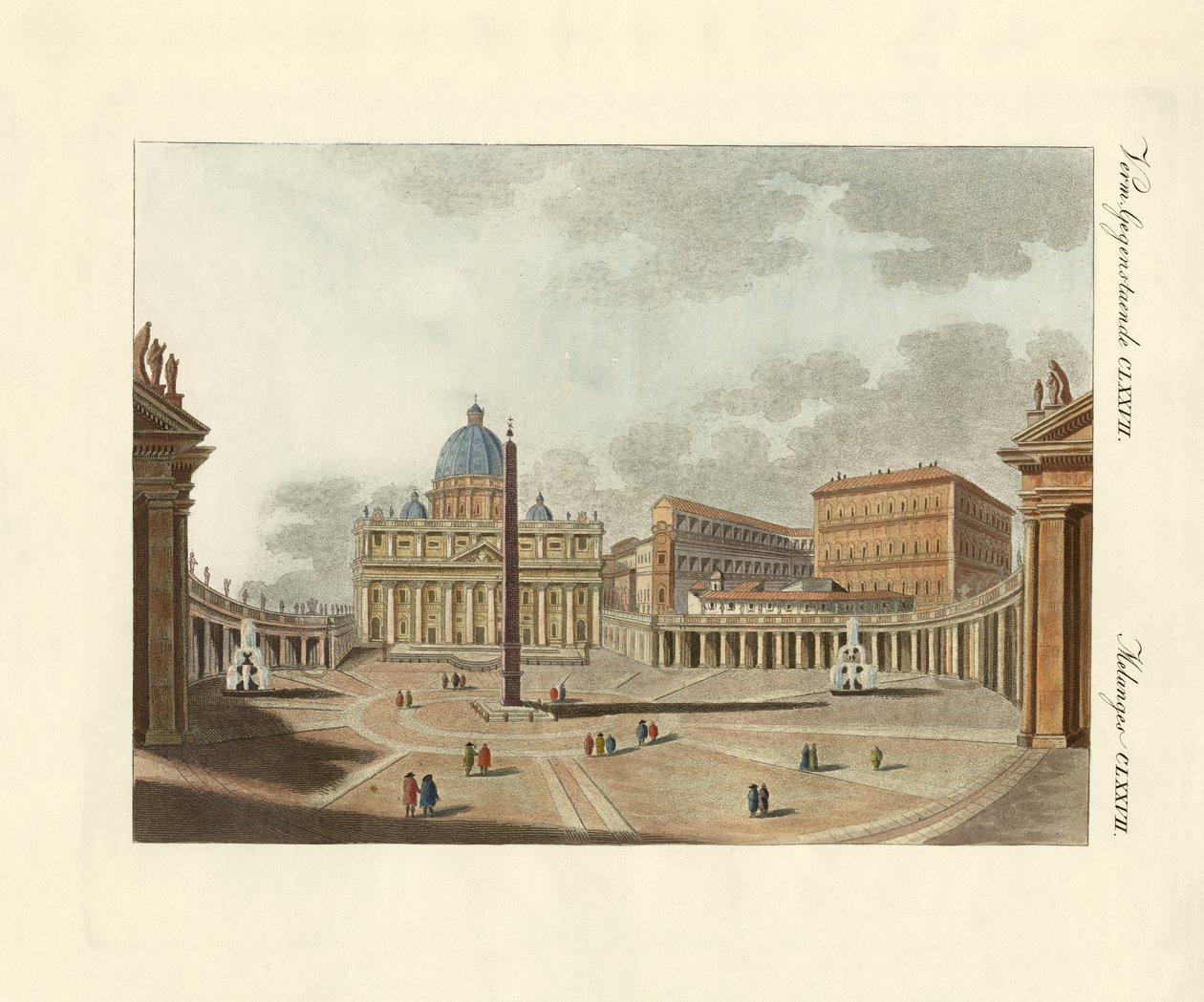 St. Peters katedral i Roma (farget gravering) av German School