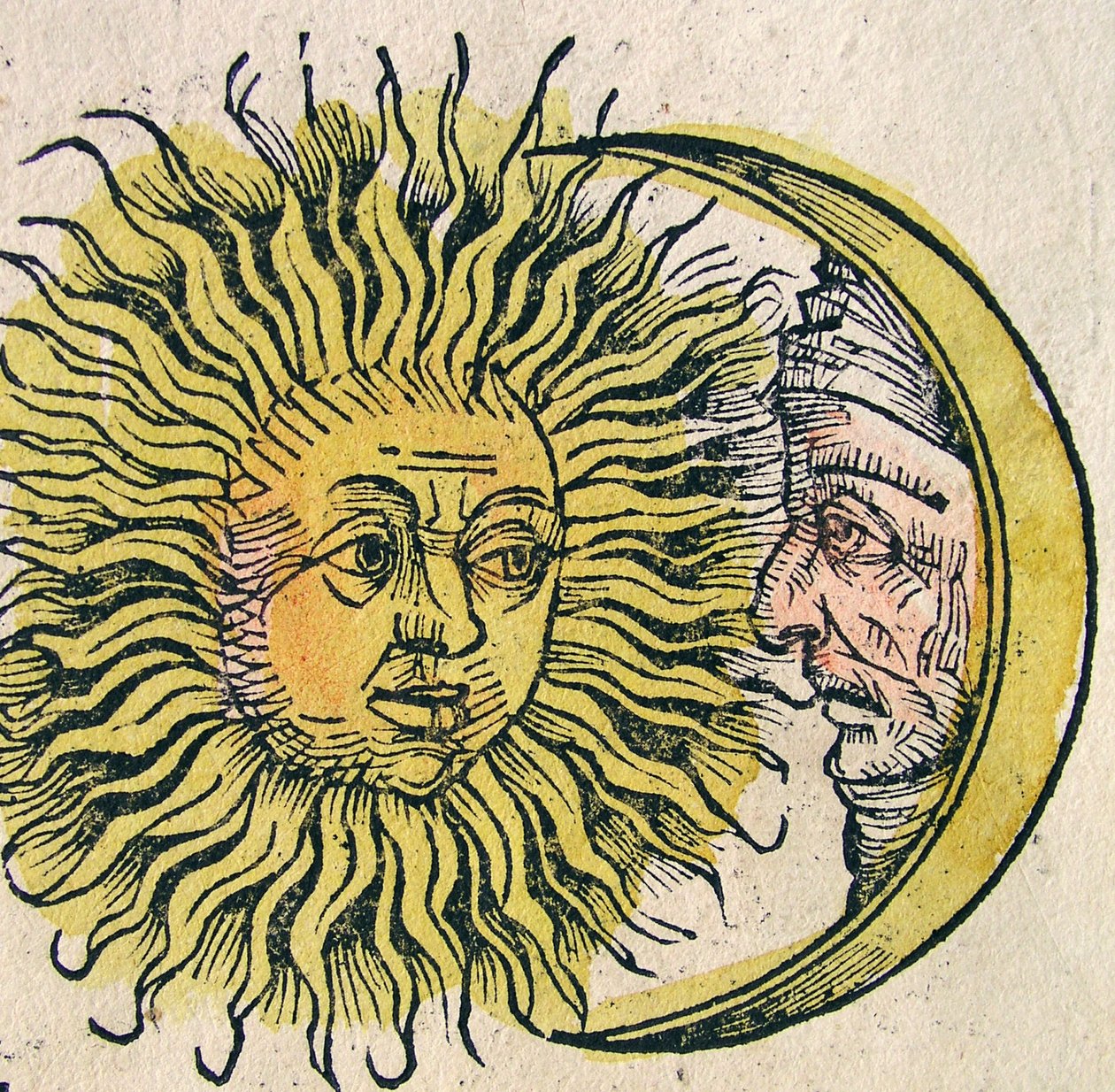 The Sun and Moon , publisert i Nuremberg Chronicle, 1493 av German School