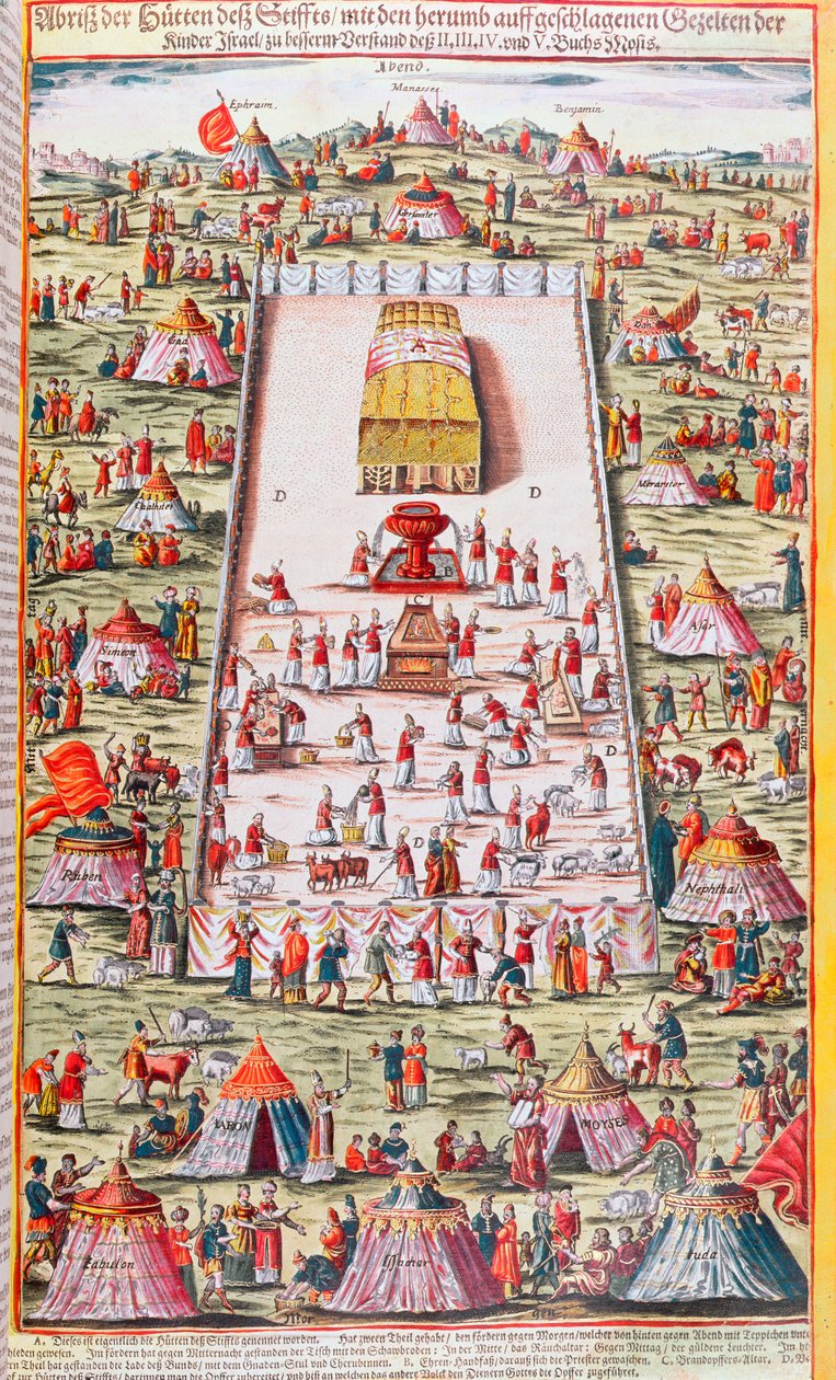 Israels stammer ble gjenforent rundt Paktens ark i Sinai-ørkenen, etter utvandringen fra Egypt, ca. 1630 av German School
