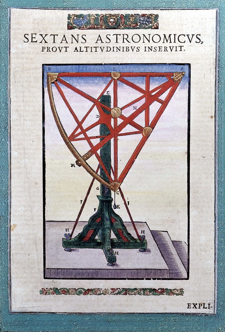 Den astronomiske sekstanten i "Astronomien innstiftet" av Tycho Brahe (1546 - 1601), Wandsbeck av German School