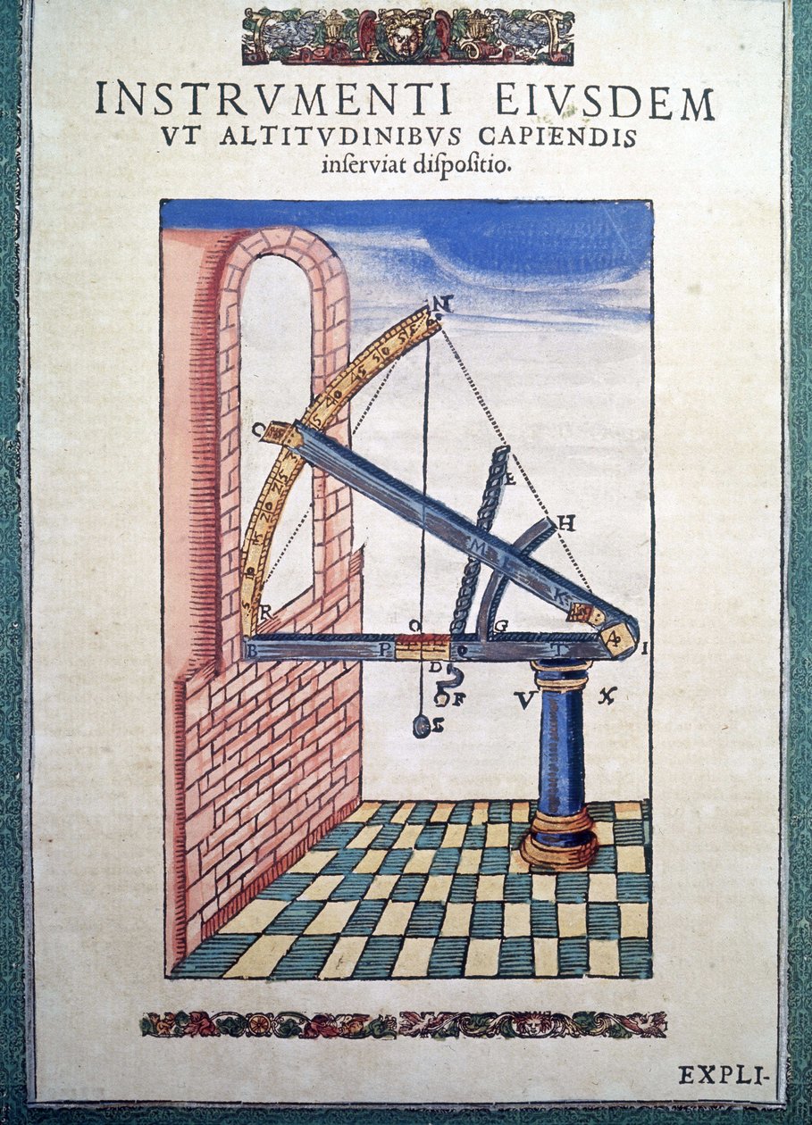 Den astronomiske sekstanten i "Astronomien innstiftet" av Tycho Brahe (1546 - 1601), Wandsbeck av German School