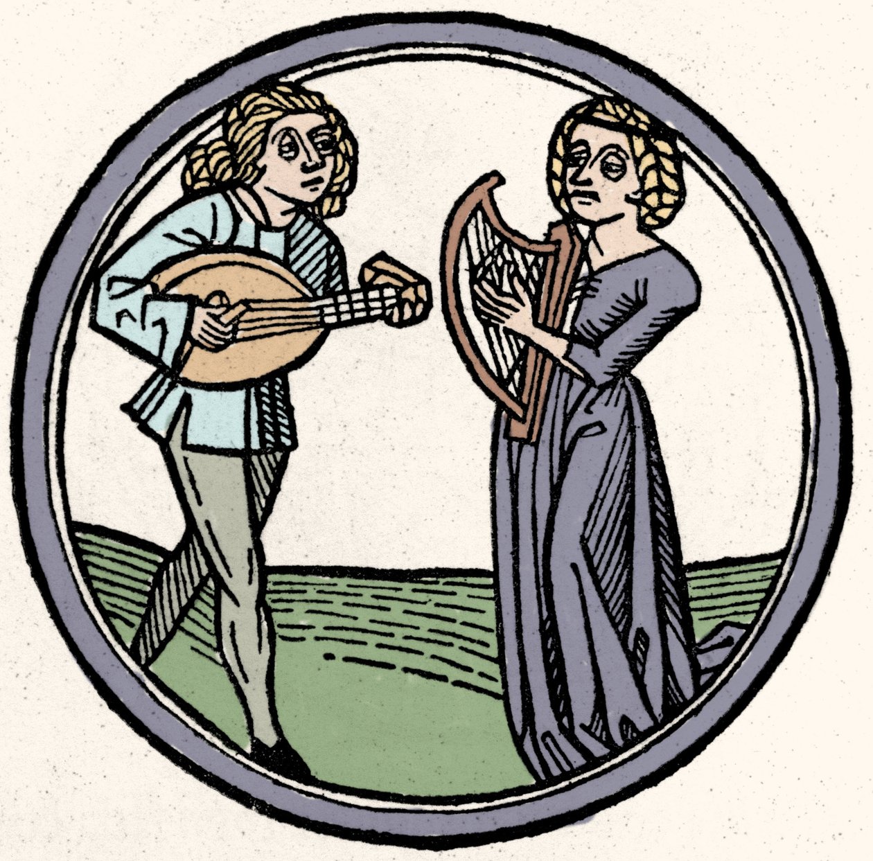 De fire temperamentene: flegmatisk (langsom og apatisk). Xylografi, Augsburg 1480 av German School