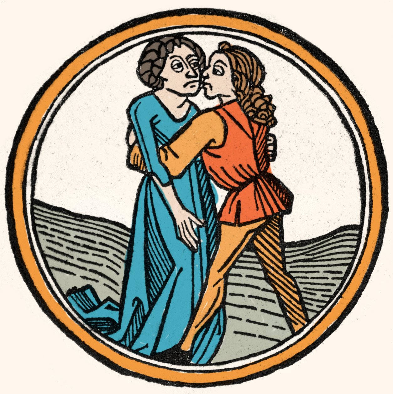 De fire temperamentene: blodet (varmt og snillt). Xylografi, Augsburg 1480. av German School