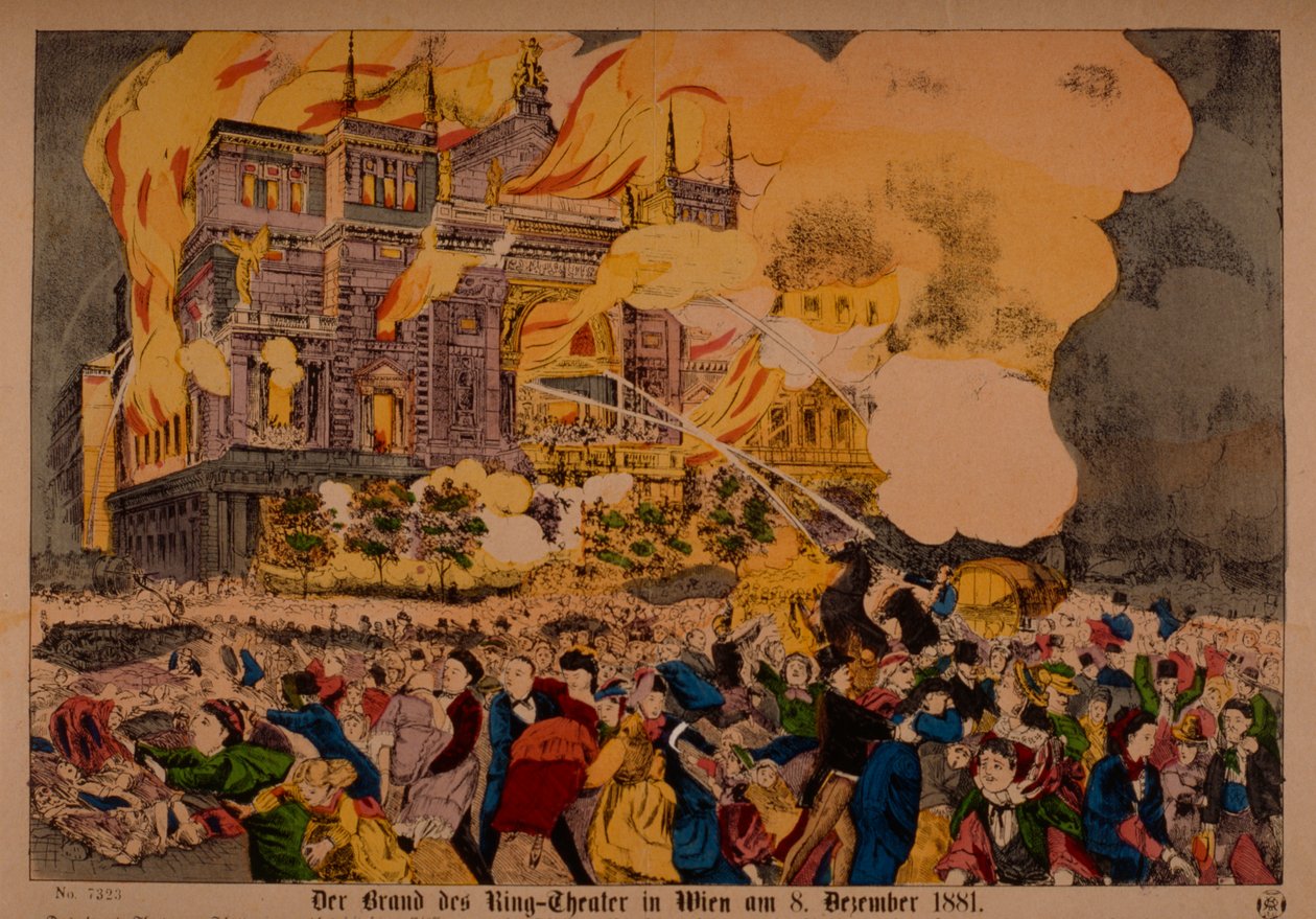 Den store brannen i Ringteateret 8. desember 1881, Wien, 1881 av German School