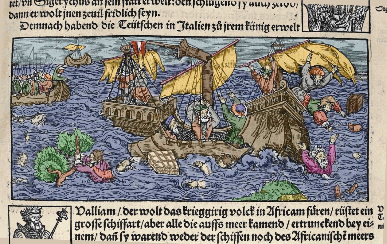 Forliset. Gravering fra “” Den Edlen Strenghen Besten Fromen”” av Johann Stumpff. begynnelsen av 1500-tallet. av German School
