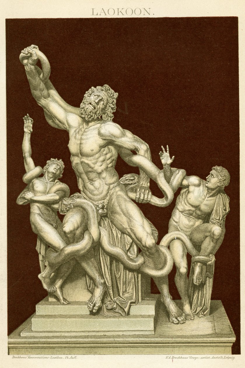 Statuen av Laocoön og hans sønner ca. 1890 (fargekromolitografi) av German School