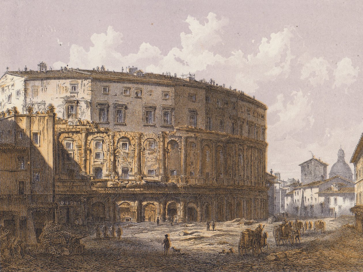 Marcellus-teateret, Roma (fargelitografi) av German School