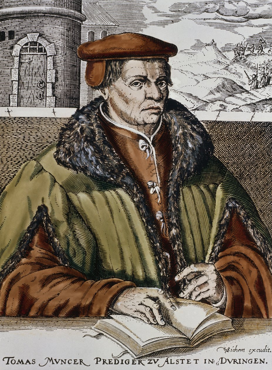 Thomas Muntzer, ca. 1600 (håndfarget tresnitt) av German School