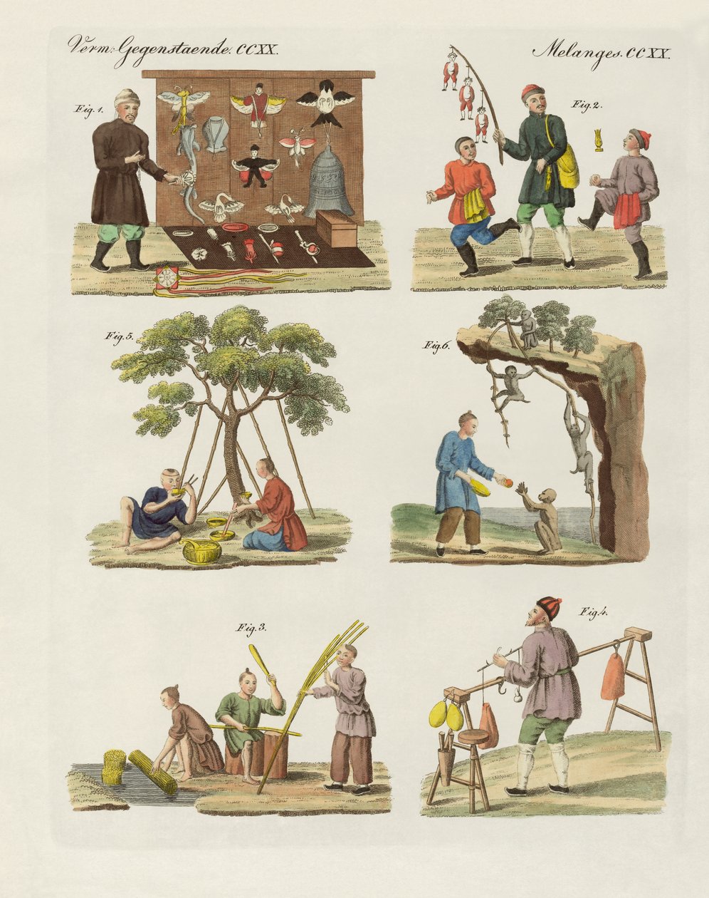 Handel, kunst og håndverk i Kina (farget gravering) av German School