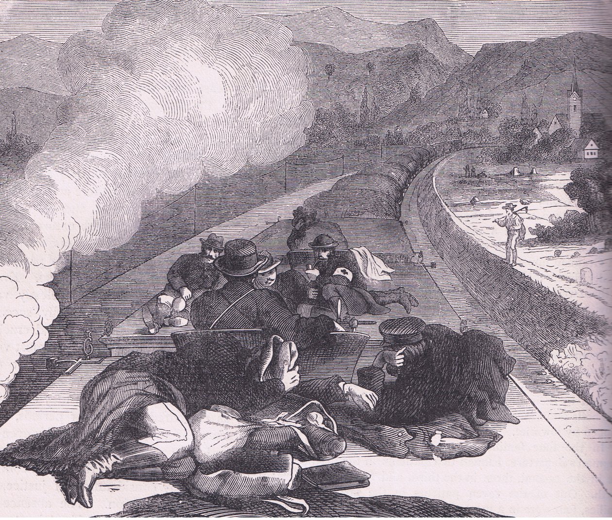 Transport of Prussian Ambulance Corps, Cassells History of the War between France and Germany utgitt av Cassell and Company Limited, ca. 1890 (litho) av German School