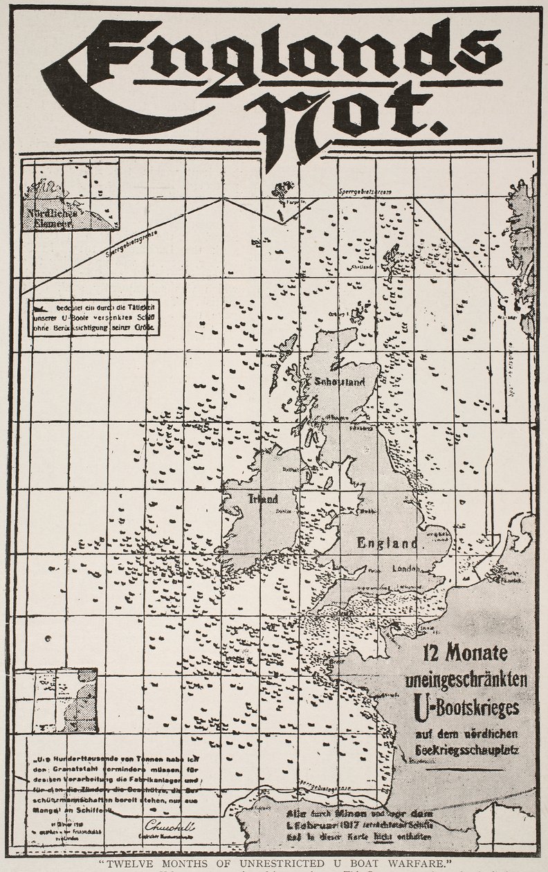 Tolv måneder med ubegrenset U-båtkrigføring, 1917-19 av German School