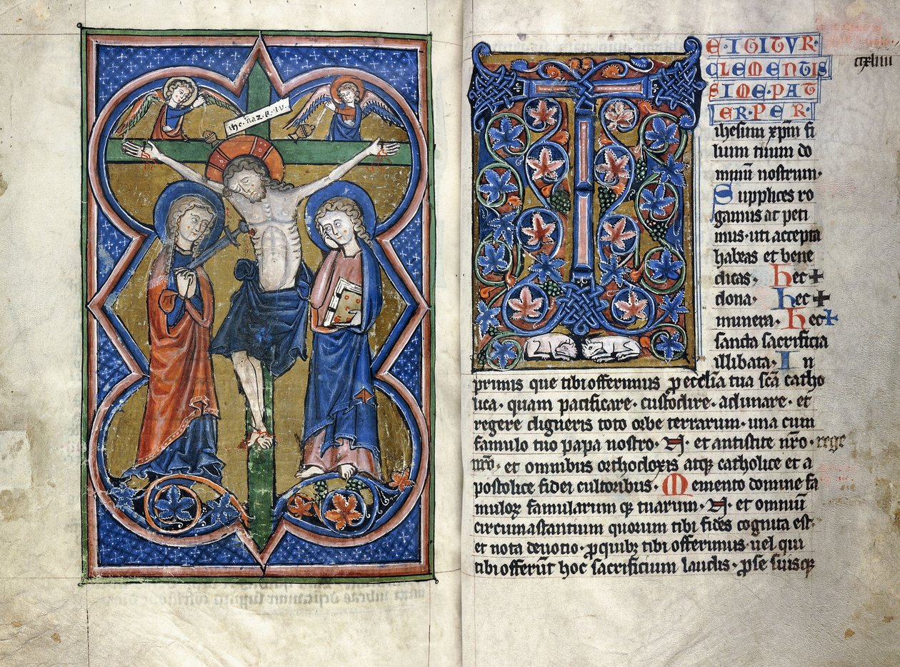 To sider fra en missale fra det trettende århundre på latin, fra Midt-Rhin-regionen, ca. 1250-1300 av German School