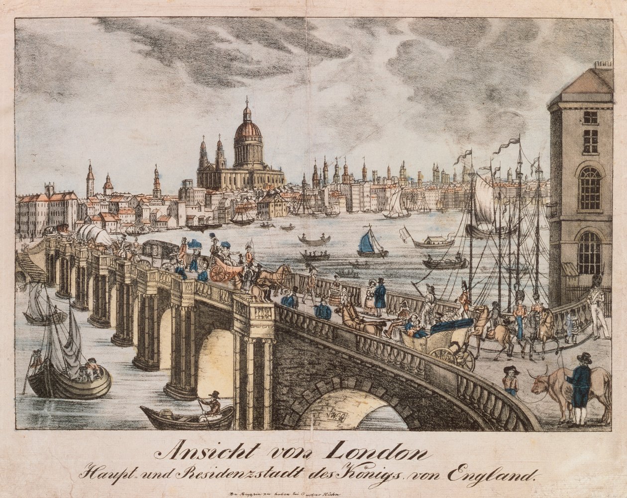 Utsikt over London, fra Neuruppiner Bilderbogen, 1830 av German School