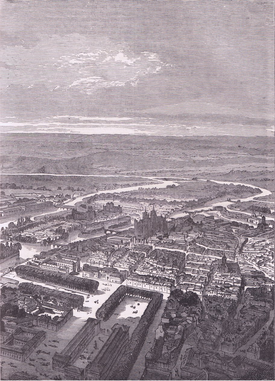 View of Metz, Cassells History of the War between France and Germany utgitt av Cassell and Company Limited, ca. 1890 (litho) av German School