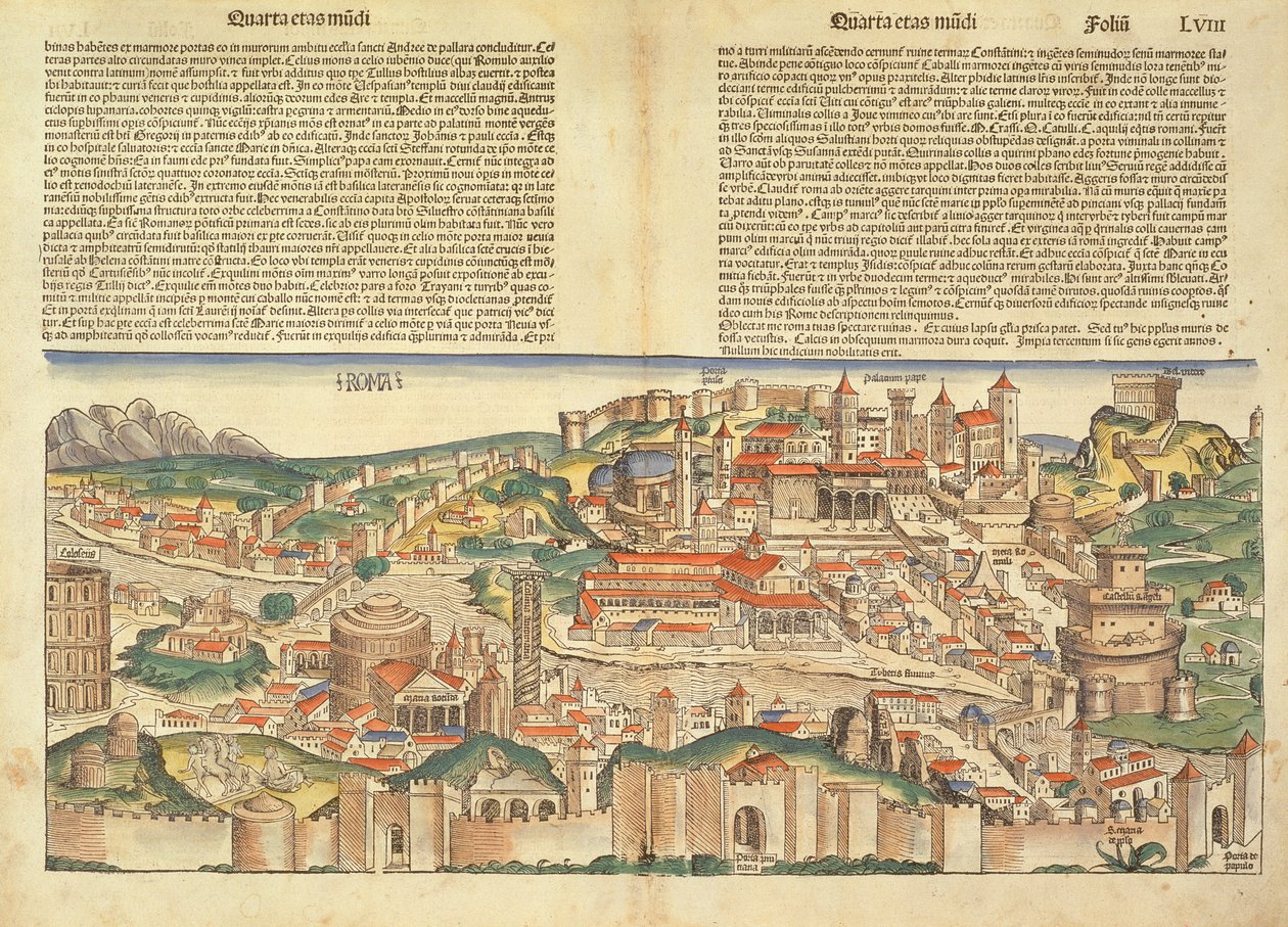 Utsikt over byen Roma, fra Nürnberg-krøniken av Hartmann Schedel (1440-1514) 1493 av German School