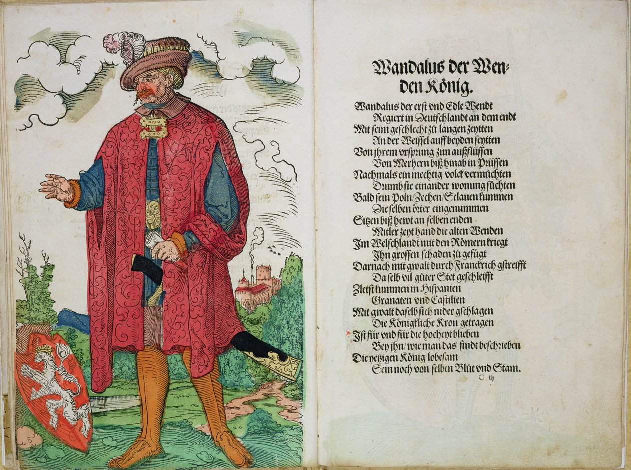 Wandalus, kongen av Wenden, fra Opprinnelsen til de første tolv gamle konger og prinser av den tyske nasjonen, 1543 av German School