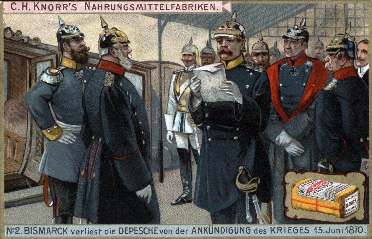 War of 1870. Prussian General Otto von Bismarck (1815-1898) read the declaration of war on June 15 av German School
