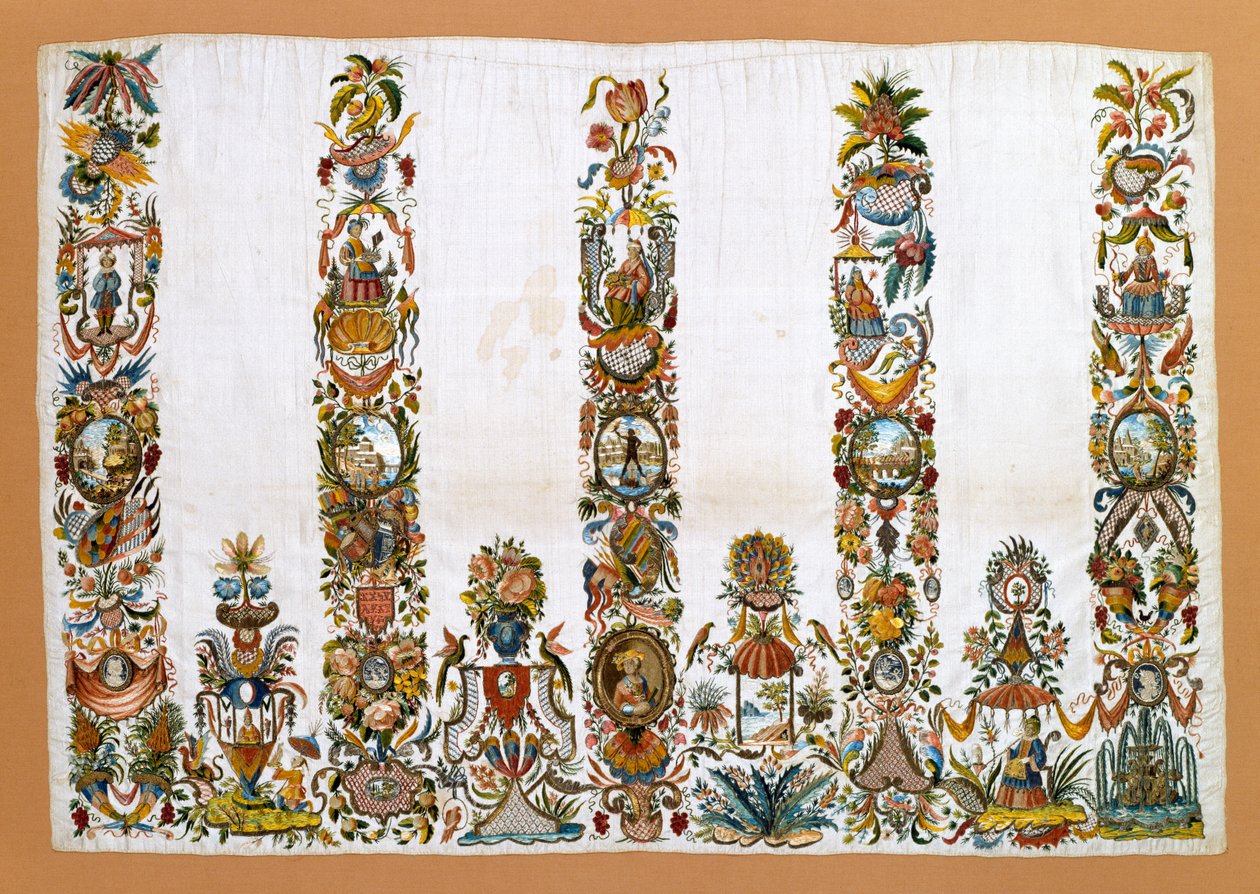 Kvinneforkle, ca. 1760 (silke med metalltråder) av German School