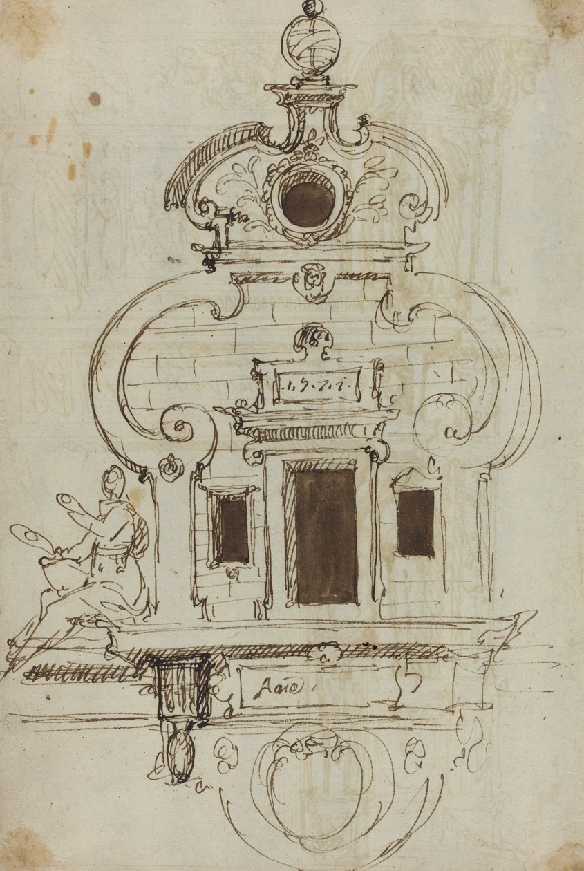 Murmonument med en armillarkule [verso] av German or Austrian 16th Century