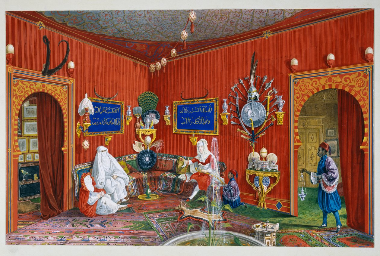 Orientalsk rom i Villa Lazarovich, Trieste-residensen til Maximilian av Habsburg (1832-1867), tempera av Germano Prosdocimi av Germano Prosdocimi