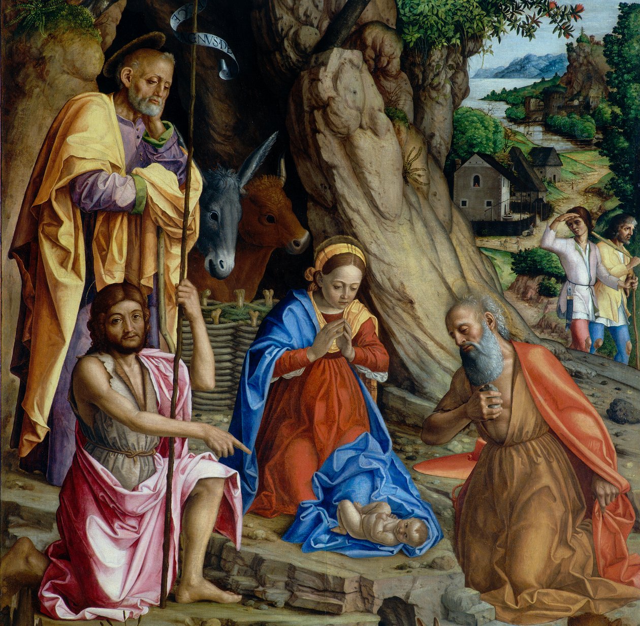 Fødselen, detalj, ca. 1494-1555 av Gerolamo dai Libri