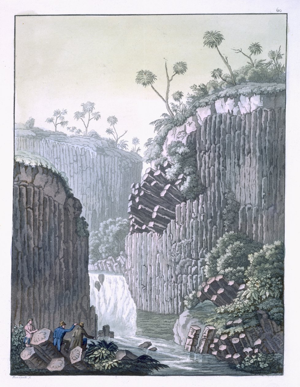 Oppdagere med Humboldts ekspedisjon i basaltklippene ved Regla, Mexico, plate 60 fra 