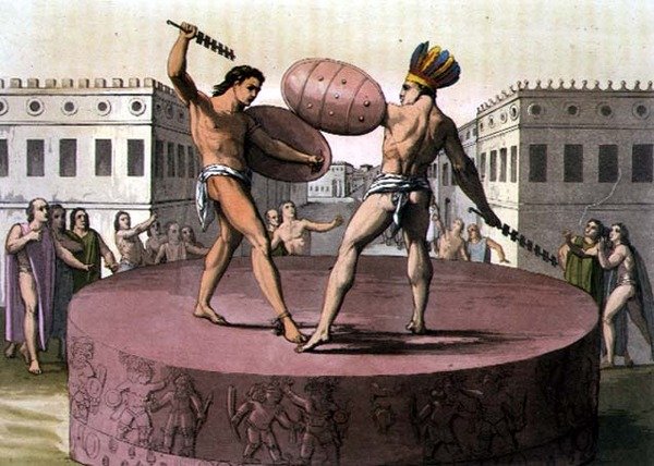 Gladiatorenes offer (farge litho) av Gerolamo Fumagalli