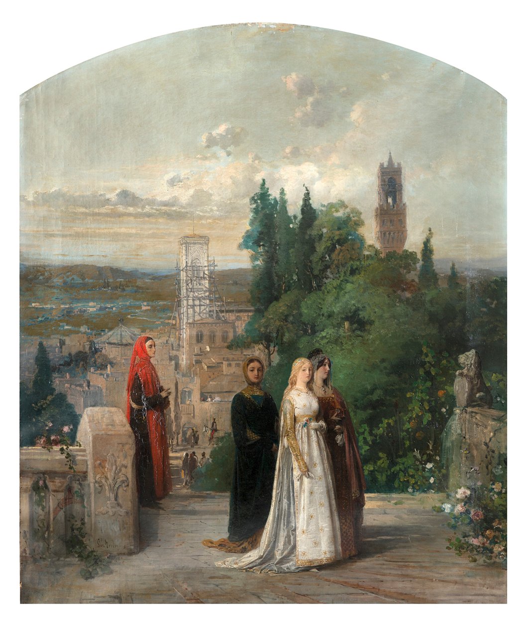 Dante og Beatrice. av Gerolamo Induno