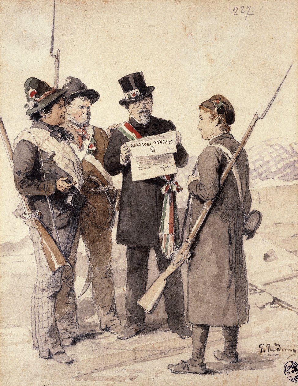 Five Days of Milan, av Gerolamo Induno (1827-1890), akvarell av Gerolamo Induno