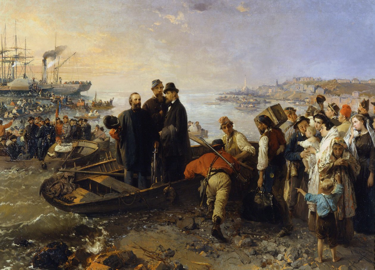 Garibaldi med de tusen drar fra Quarto (Genes) til Marsala (Sicilia) i 1870, nd (olje på lerret) av Gerolamo Induno