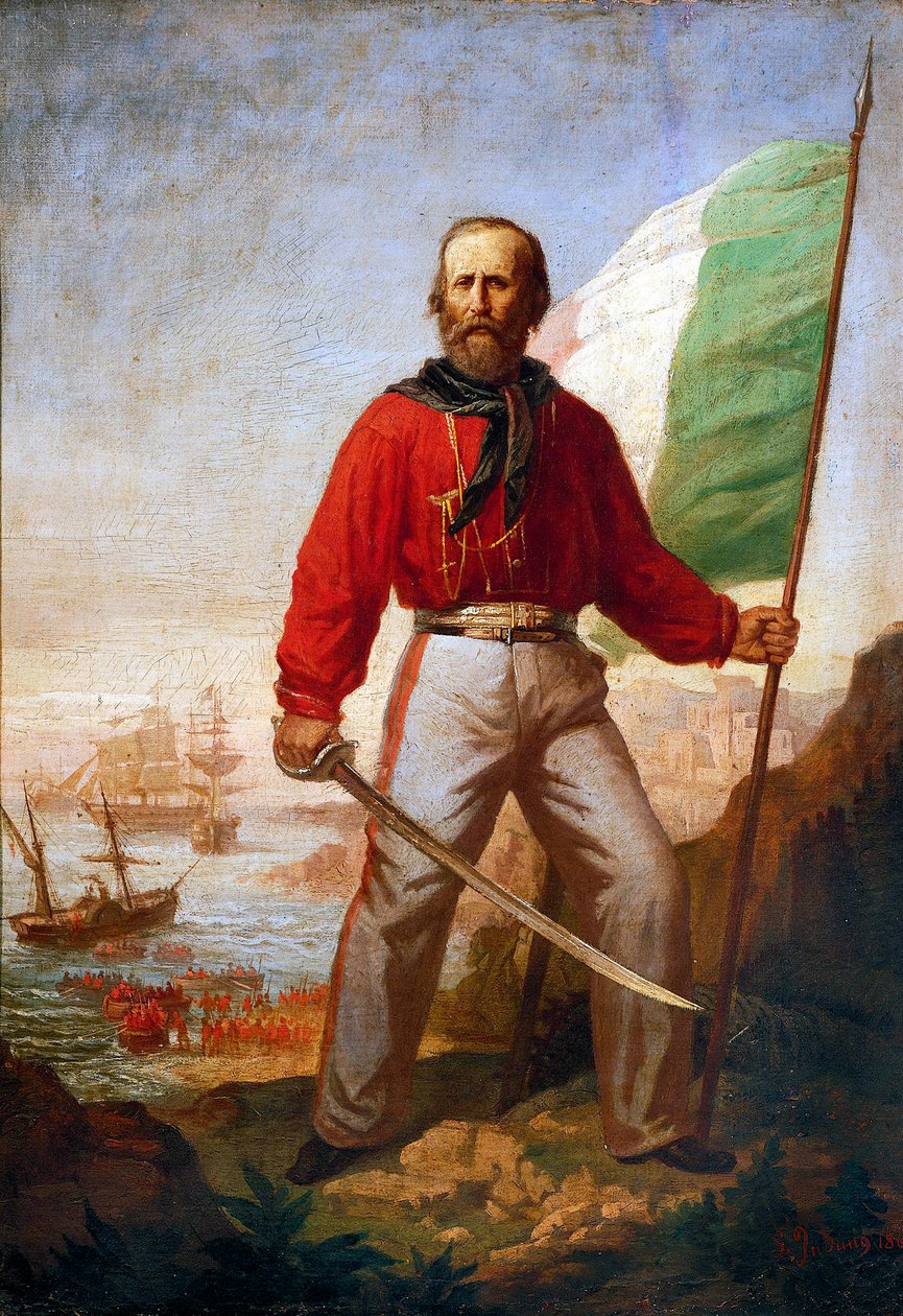 Giuseppe Garibaldi under landingen av Tusen ved Marsala av Gerolamo Induno