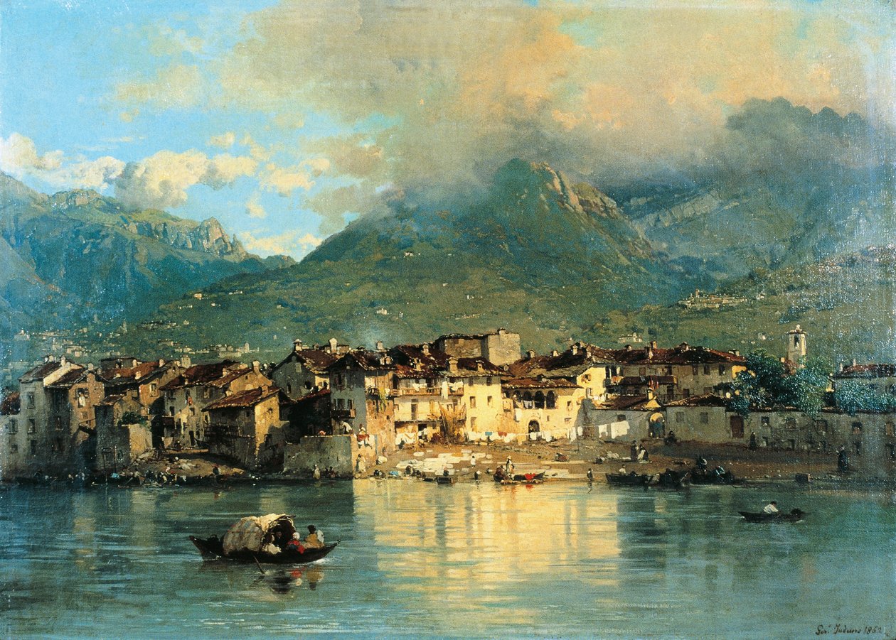 Pescarenico, av Gerolamo Induno, olje på lerret av Gerolamo Induno