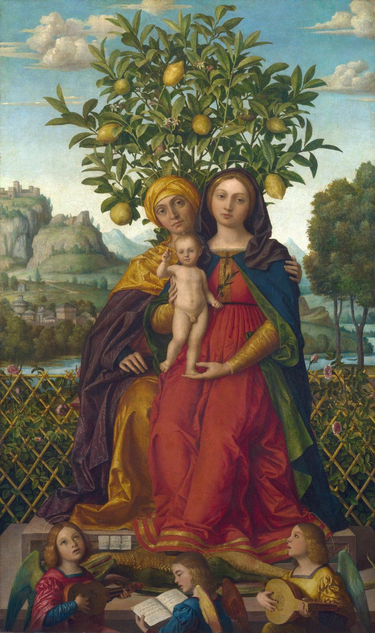 Girolamo dai Libri (1474-1555) Jomfruen og barnet med Saint Anne Olje på lerret ca 1510-1520 National Gallery, London 158,1x94 av Gerolamo dai Libri