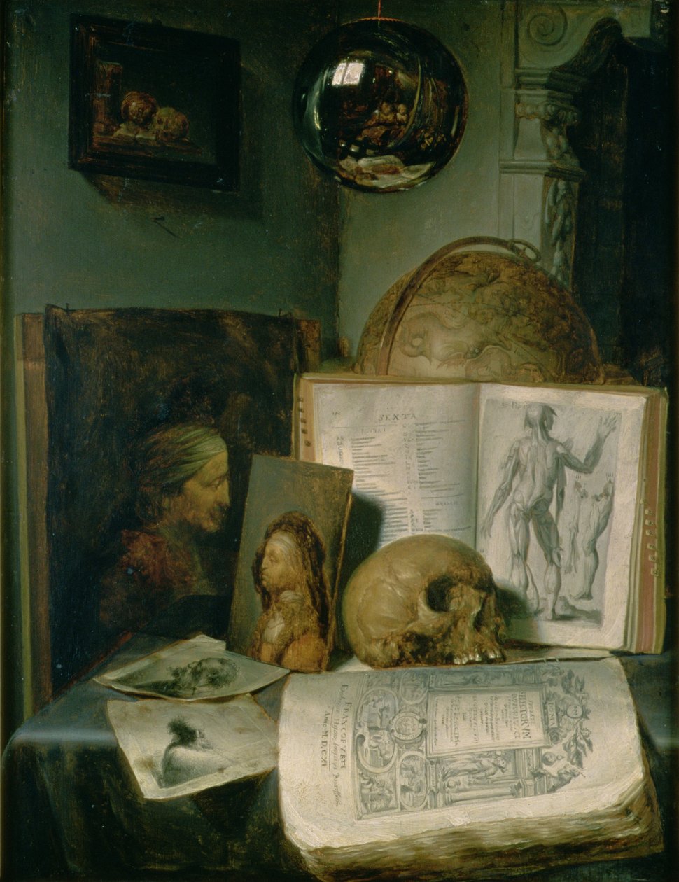 Stilleben med hodeskalle av Gerrit Dou