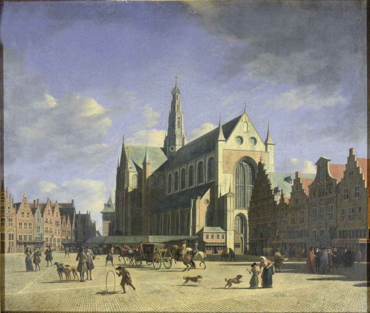 Groote Markt (stort marked) Haarlem av Gerrit Adriaensz Berckheyde