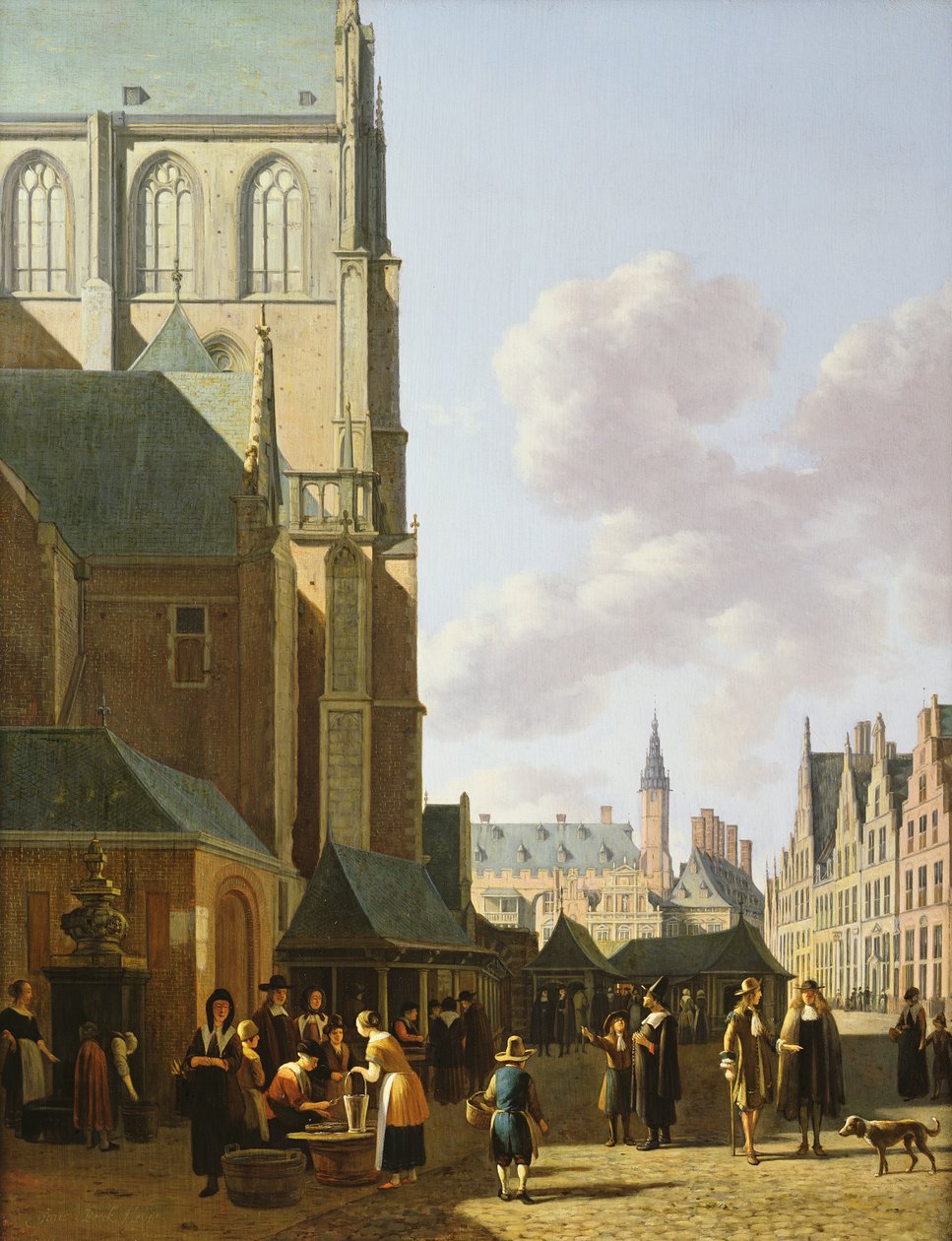 Grote Markt, Haarlem, vestover av Gerrit Adriaensz Berckheyde