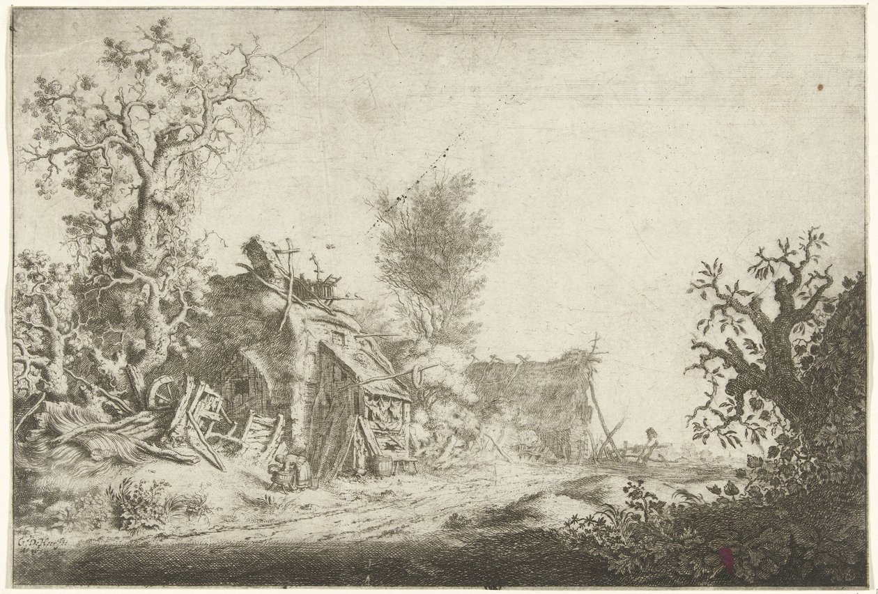 Landskap med falleferdige gårder av Gerrit Adriaensz. de Heer