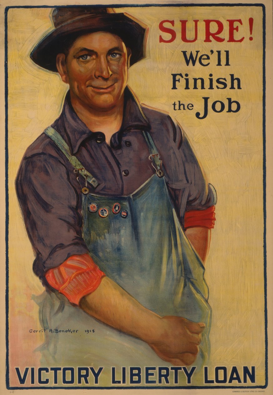 Sikker! Vi fullfører jobben Victory Liberty Loan, 1918 av Gerrit Albertus Beneker
