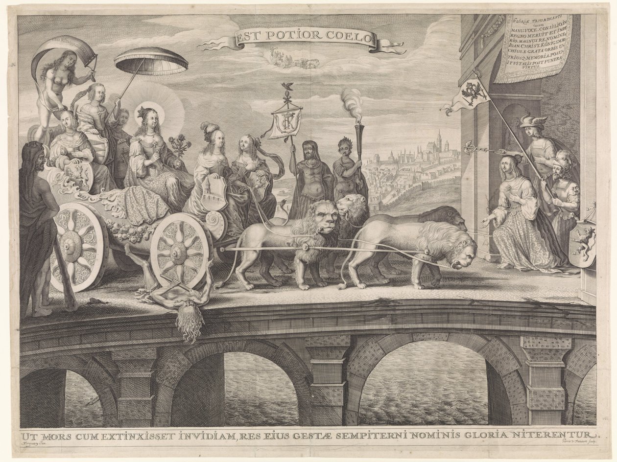 Allegori om velkomsten til Königsmarck Est potior coelo (tittel på objekt) av Gerrit Gerritsz van Fenaem