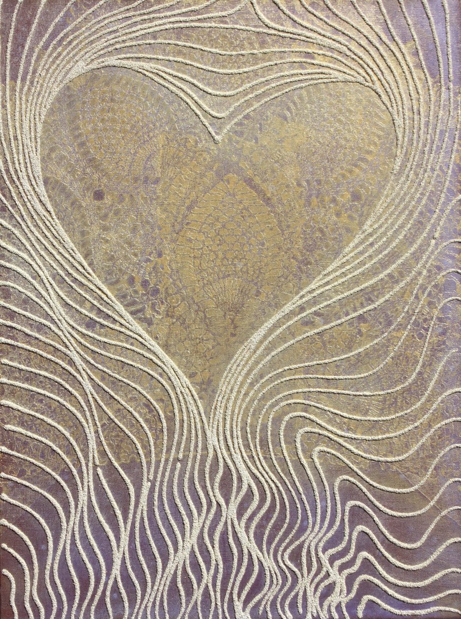 Hjertestrømmer 9, 2011 (sand og akryl på lerret) av Gerrit Greve