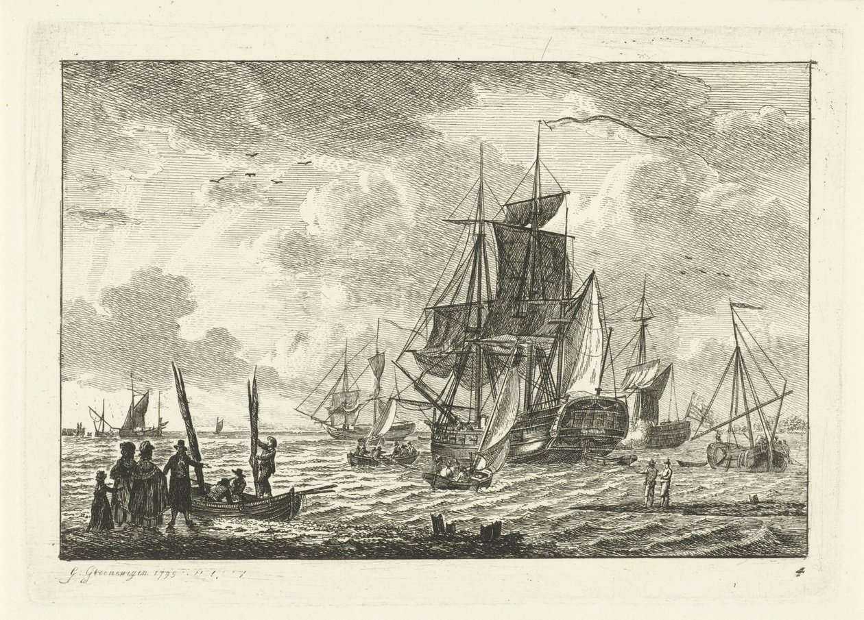 Seascape med ulike skip Ulike skip på vannet (serietittel) av Gerrit Groenewegen