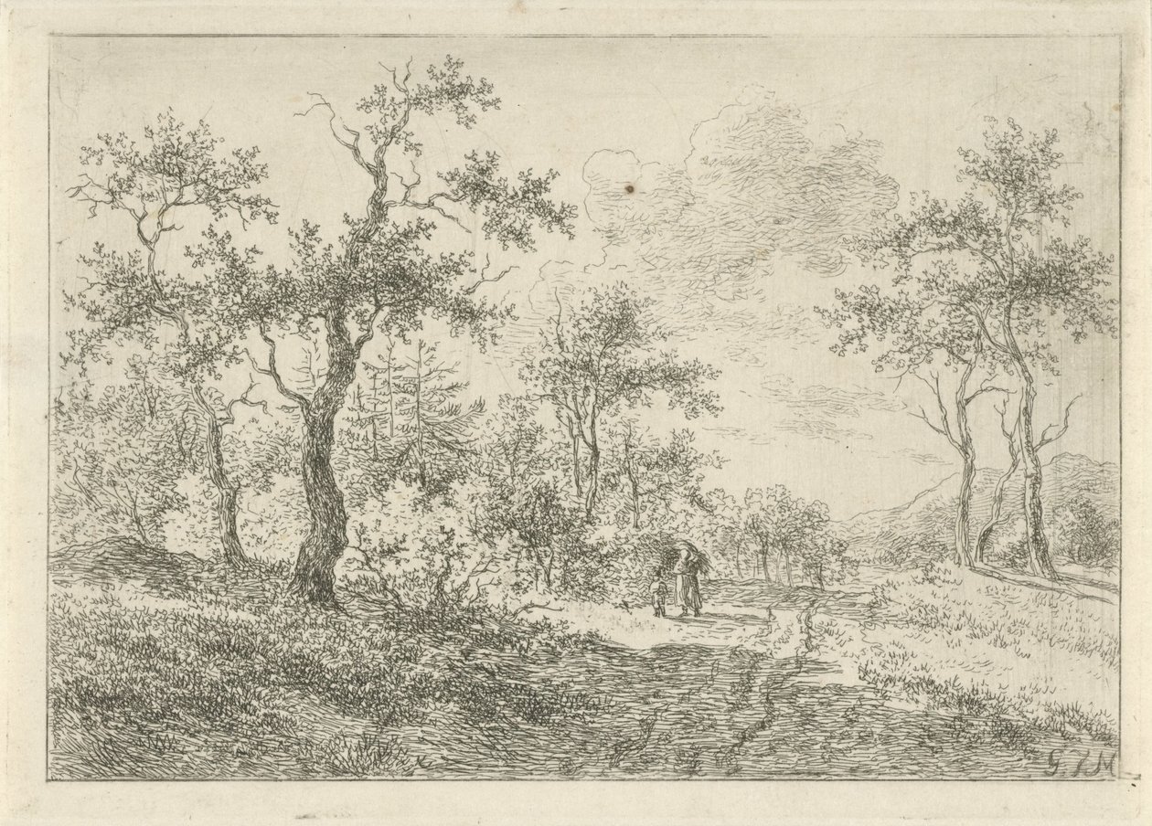 Skoglandskap med en kvinne og en gutt av Gerrit Jan Michaëlis