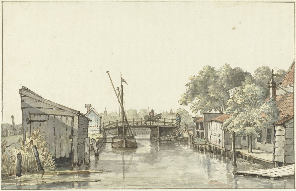 Utsikt over Ringdijk på Schulpbrug, mot Utrecht-siden av Amstel av Gerrit Lamberts