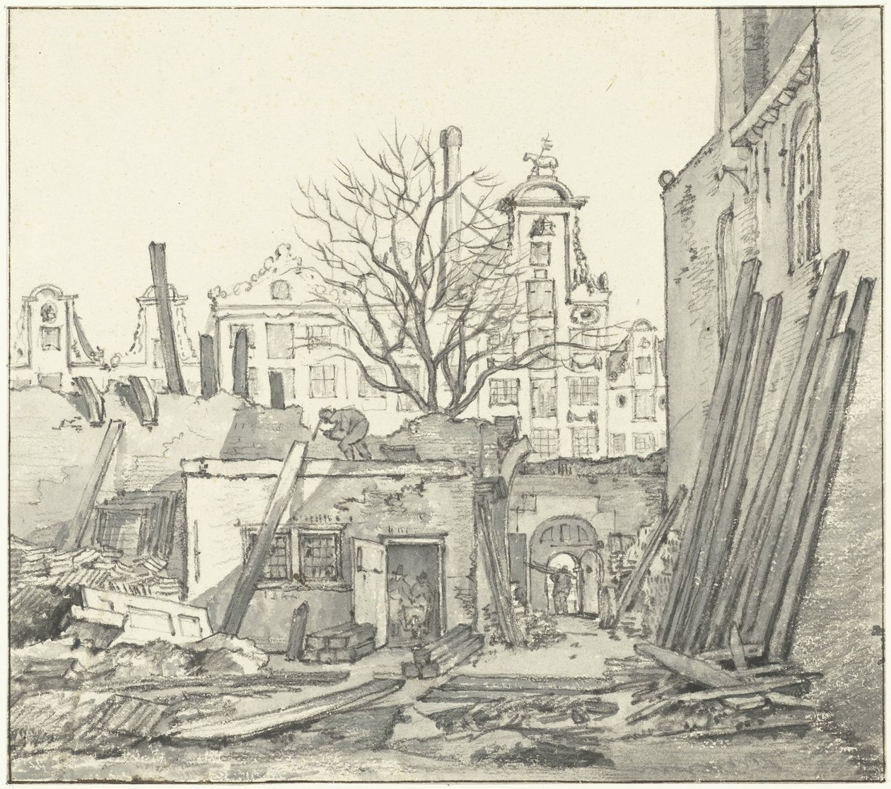 Rivingen av West Indies House i Amsterdam av Gerrit Lamberts