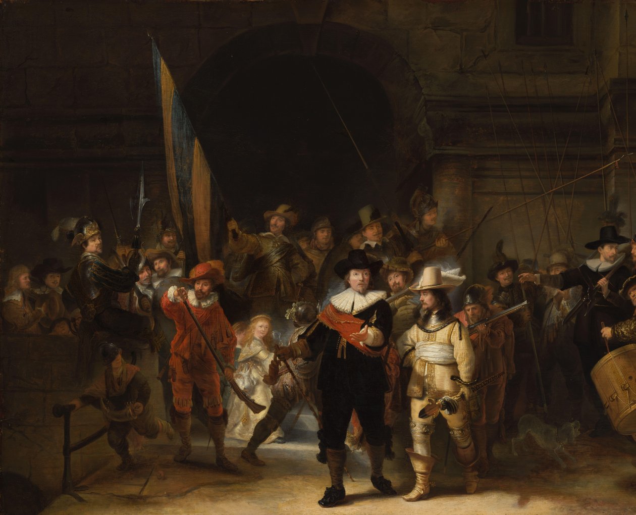 Kopi av The Night Watch Selskapet til kaptein Frans Banning Cocq og løytnant Willem van Ruytenburch, kjent som 'The Nightwatch' av Gerrit Lundens (attributed to)