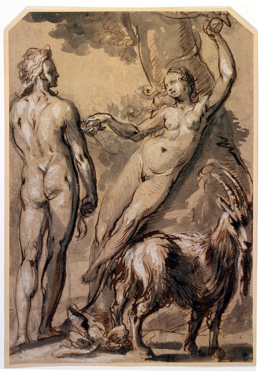 'Adam og Eva. Fallet', slutten av 1590-tallet av Gerrit Pietersz