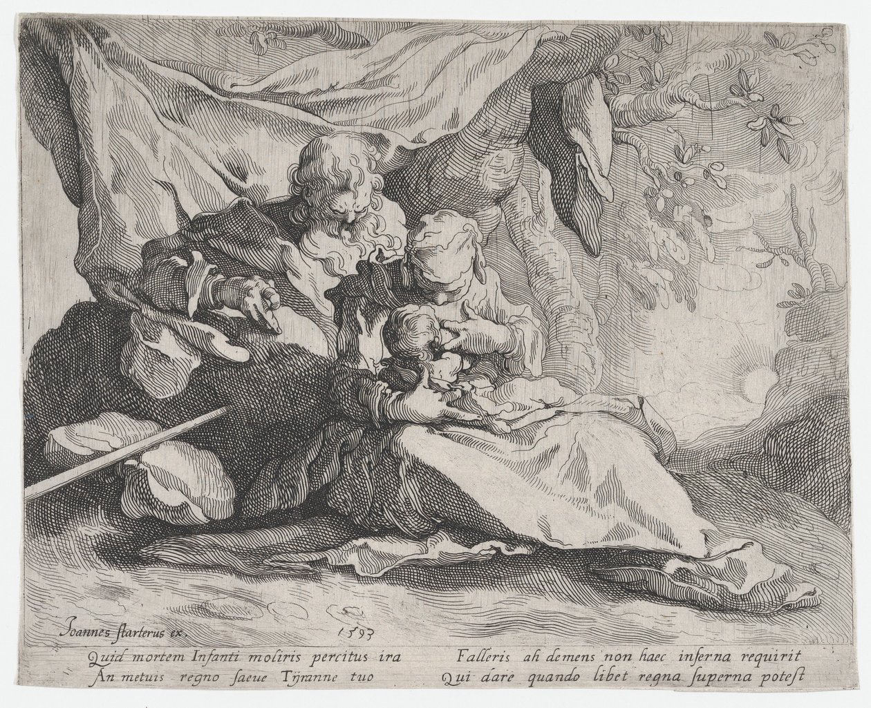 Resten på flukten til Egypt, 1593. av Gerrit Pietersz Sweelink