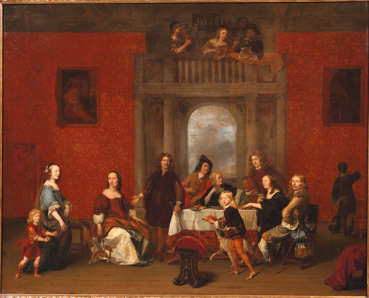 Gruppeportrett av en familie i et elegant interiør av Gerrit Pietersz. van Zijl