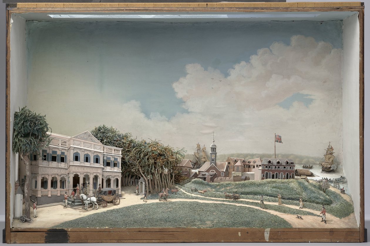 Diorama fra regjeringsplassen i Paramaribo av Gerrit Schouten